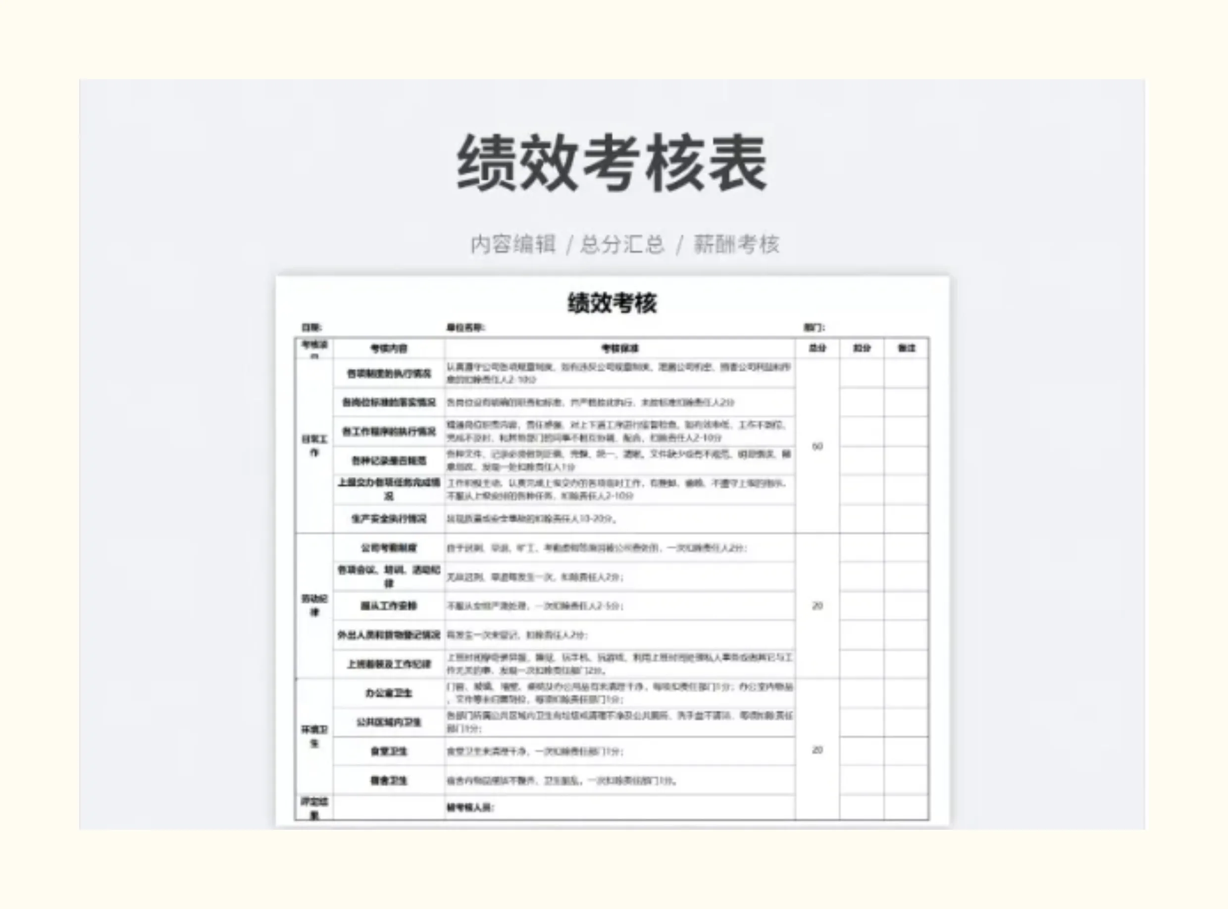 员工绩效考核表excel模板薪酬与绩效管理绩效考核薪酬激励kpi绩效插图8