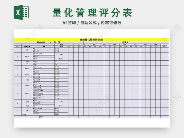 班级量化评分表插图