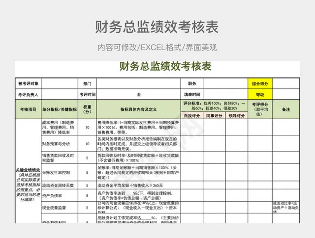 财务总监绩效考核表插图