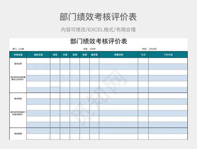 部门绩效考核评价表插图