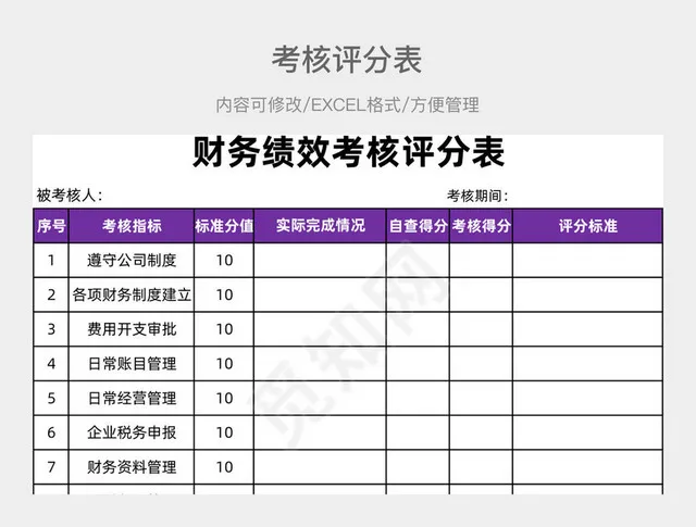 紫色考核评分表插图